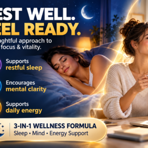 Premium Chronoboost Pro wellness banner featuring a peacefully sleeping woman and a refreshed woman enjoying her morning, with three highlighted benefits: restful sleep, mental clarity, and daily energy support.